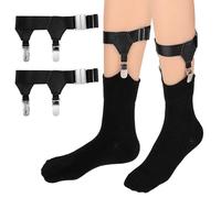 Mozeat Ligas Ajustables para Calcetines de Hombre - Tirantes Antideslizantes con Clips - Negro, 2,50 cm