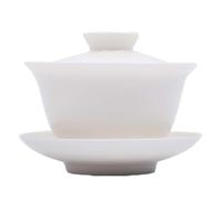Mozentea Juego de Té de Cerámica Gaiwan, Taza para Ceremonia China Gong Fu, para Preparar Oolong Suelto o Té de Flores Negras y Verdes (Blanco)