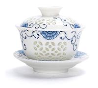 Mozentea Taza de té de cerámica Gaiwan para ceremonia de té chino Gong Fu, 150 ml, negro, 10 cm de alto x 8 cm de ancho, adecuada para 2 a 4 personas