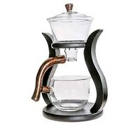 Mozeo Juego de tetera de vidrio semiautomático con tapa giratoria para flujo de agua magnético Juego de tetera de vidrio de madera (tetera)