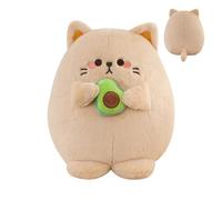 Mozeuu Peluche de gato - Lindo cojín de peluche de 35 cm que sostiene un aguacate | para adultos, amigos, dormitorio, salón, casa, cumpleaños, Navidad, San Valentín