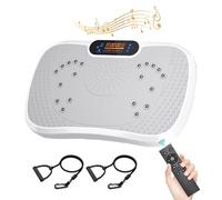 Moziel Plataforma Vibratoria Muscular, 99 Niveles de Vibración, 5 Programas de Entrenamiento, Altavoz Bluetooth y Bandas Elásticas, Plataforma Vibración para Hacer Ejercicios en Casa (Blanca)