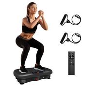 Moziel Plataforma Vibratoria Muscular, 99 Niveles de Vibración, 5 Programas de Entrenamiento, Altavoz Bluetooth y Bandas Elásticas, Plataforma Vibración para Hacer Ejercicios en Casa (Negra)