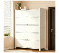 MOZTBH Zapatera de Acero, Gran Capacidad, Puerta abatible de 90° Que se desliza hacia adentro, estantes extraíbles, con Patas Ajustables para recibidor o Pasillo-White||11-Tier|L80xW32xH183.5cm