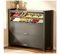 MOZTBH Zapatera de Acero, Gran Capacidad, Puerta abatible de 90° Que se desliza hacia adentro, estantes extraíbles, con Patas Ajustables para recibidor o Pasillo-Grey||7-Tier|L60xW32xH114.5cm