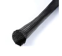 MOZTO 10m Cable Tidy Sleeve, High Temperature Resistant Carbon Fiber Braided Casing, for TV Computer Office Home Theater Black Braided Cable Management Tube (Size : 25MM)