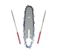 Mozulon Juego de cadena de acero for minisierra de 4 pulgadas, 1 cadena de 28 eslabones con 1 placa guía y 2 limas for minisierra eléctrica.