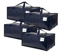 Mozvvco 4PCS 92L Bolsas para Guardar Ropa, de Mudanza Grandes Con Asas y Cremallera, Plegables de Almacenaje Con Correas de Mochila, Impermeable para Transporte y Mudanza