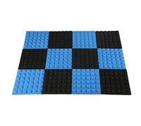 Mozzdsa Azulejos de Espuma Acústica de Carbón Paneles de Espuma de Insonorización Relleno de Sonido de Estudio 2 x 10 x 10 Pulgadas (Negro + Azul)
