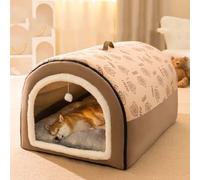 Mozzeilee Cama y casa 2 en 1 para perro, cueva grande para mascotas, caseta plegable y calmante con cojín suave y cálido, extraíble y lavable, cama iglú para perros y gatos, antideslizante (XL: 75 x
