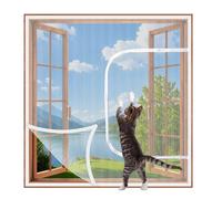 Mozzeilee Red de malla de protección para gatos con cremallera, tamaño personalizado, redes planas para mantener a los gatos seguros en interiores, red autoadhesiva antimosquitos (blanco)