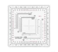 MP-5 - Regla y transportador de coordenadas geográficas, 2.75 x 2.75 pulgadas (7 cm), escala de mapa flexible para navegación terrestre, topografía de ingeniería y construcción