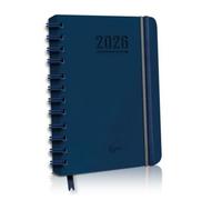 MP Agenda 2026 Semana Vista, Tamaño 17x24cm, Planificador Anual Multidioma (ESP, ING, FR y ALE), Cierre de Anillas, Tapa PU Protector