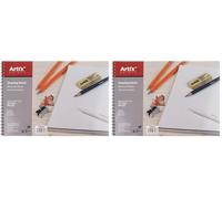 MP-ARTIX, Bloc de Dibujo, A3, 24 Hojas, 160 gr, Bloc de Bocetos con Espiral, 29,7 x 42 cm, Ideal para Dibujar con Carboncillo, Lápiz, Rotulador, Ceras o Pinturas (Paquete de 2)