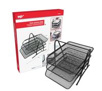 MP Bandeja Organizador 3 Niveles Negro Escritorio y Documentos Folios A4 Cajonera Escritorio Carpetas Archivadoras Organizador Cajones Material Malla Metalica