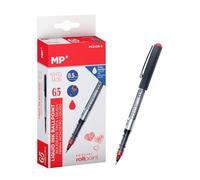 MP - Bolígrafo de Tinta Líquida con Punta de Bola Resistente de 0.5mm, Apto para Uso Escolar y Trabajo, Pack 12 unidades - Color Rojo