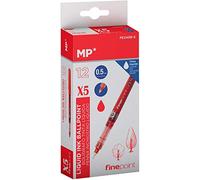 MP - Bolígrafo de Tinta Líquida con Punta de Bola Resistente de 0.5mm, Apto para Uso Escolar y Trabajo, Pack 12 unidades - Color Rojo
