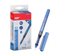 MP - Bolígrafo de Tinta Líquida con Punta de Bola Resistente de 0.5mm, Apto para Uso Escolar y Trabajo, Pack 12 unidades - Color Azul