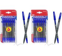 MP Boligrafos boligrafo azul Punta Media 1.0mm Blíster de 7 Unidades para escritura suave (Paquete de 2)