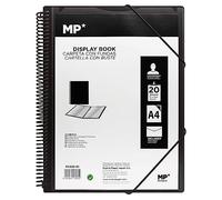 MP, Carpeta de 20 Fundas, Carpeta con Espiral, Gomas de Cierre, Fundas Transparentes, Incluye una Carpeta Tipo Sobre con Botón, Carpeta Uso Académico, Oficina, Carpeta Color Negro
