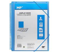 MP, Carpeta de 20 Fundas, con Espiral, Gomas de Cierre, Transparentes, Incluye Carpeta Tipo Sobre, Uso Académico y Oficina, Color Azul