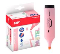 MP - Pack 12 Subrayadores Fluorescentes a Base de Agua, Punta Biselada, Antisecado, para Estudiantes, Niños, Adolescentes, Adultos, Uso Escolar y Trabajo, Rosa Pastel
