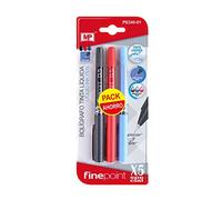 MP PE240-01 - Pack de 3 bolígrafos de tinta líquida, color negro, azul y rojo
