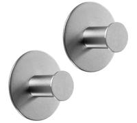 MP PIROL Gancho Adhesivo para Pared Inox Colgador Baño Cocina Dormitorio Acero Inoxidable Toallero extrafuerte Autoadhesivo sin taladro colgar Trapo Albornoz llaves mate incluye Toalla Plata 2 piezas