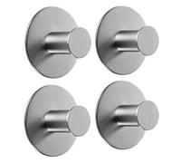 MP PIROL Gancho Adhesivo para Pared Inox Colgador Baño Cocina Dormitorio Acero Inoxidable Toallero extrafuerte Autoadhesivo sin taladro colgar Trapo Albornoz llaves mate incluye Toalla Plata 4 piezas