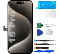MP+ Reemplazo de pantalla para iPhone 15 Pro, [Face ID] [3D Touch], montaje digitalizador de pantalla con cinta adhesiva impermeable y kit de herramientas de reparación