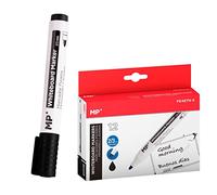 MP, Rotuladores Pizarra Blanca, Marcadores para Pizarras Blancas, Rotuladores Borrables, Larga Duración, Punta Media 2-3 mm de Trazo, Óptimo para Uso Escolar, Hogar y Oficinas, Blíster de 12, Negro