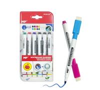 MP Rotuladores pizarra blanca Punta Media (2mm) con Tapa de Borrador Magnética Óptimo para Uso Escolar y Oficinas 12 Colores Surtidos