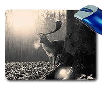MP1400 Deer Wild Life Black Alfombrillas de ratón Personalizadas
