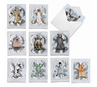 mp4187 nuevo Jumbo square-top gracias tarjeta de nota: Critter nieve ángeles B, con suave y blandito. Critters crear nieve ángeles; Con Sobre, color 10 Everyday Note Cards (M4187TYG-B1x10)