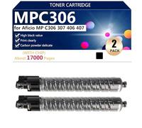 MPC603 Cartucho de Tóner de Alto Rendimiento 842091 842092 842093 842094 de Repuesto para Ricoh Aficio MP C306 MP C307 MP C406 MP C407 Impresoras, Transparentes y Duraderas,Black-2 Pack