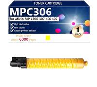 MPC603 Cartucho de Tóner de Alto Rendimiento 842091 842092 842093 842094 de Repuesto para Ricoh Aficio MP C306 MP C307 MP C406 MP C407 Impresoras, Transparentes y Duraderas,Yellow-1 Pack