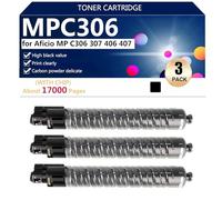 MPC603 Cartucho de Tóner de Alto Rendimiento 842091 842092 842093 842094 de Repuesto para Ricoh Aficio MP C306 MP C307 MP C406 MP C407 Impresoras, Transparentes y Duraderas,Black-3 Pack