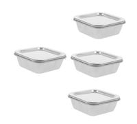 MPENGOZ Juego de 4 recipientes de Acero Inoxidable para almacenar Alimentos, Grandes Botes de Cocina para Preparar Comidas, a Prueba de Fugas, sin BPA, Ideales para Uso doméstico