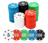 MplehDa Fichas de póquer de casino, 100 fichas de póquer con valores nominales, fichas de valor, fichas de valor, fichas de fichas, caja de fichas, fichas de bono, ruleta, juego de bingo, fichas para