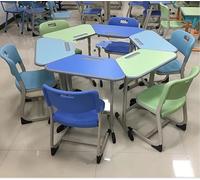 MPLFHSYOS Conjunto de escritorios modulares trapezoidales y hexagonales/octogonales: mobiliario Inteligente for Espacios Asesoramiento en Salud Mental creación instituciones formación Escolar(A1)