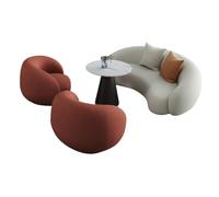 MPLFHSYOS Juego De Sofás Nórdicos Curvos con Diseño De Media Luna: Tejido Técnico De Primera Calidad, Estructura De Madera Maciza Y Base De Acero Al Carbono For Salón Y Salón(F)