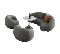 MPLFHSYOS Juego De Sofás Nórdicos Curvos con Diseño De Media Luna: Tejido Técnico De Primera Calidad, Estructura De Madera Maciza Y Base De Acero Al Carbono For Salón Y Salón(A)