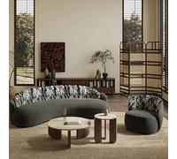 MPLFHSYOS Sofá Curvo de Estilo Retro WABI-sabi, sofá pequeño for Oficina y Tienda de Ropa, Silla de recepción en la Zona de Descanso de Casas de huéspedes y hoteles.(Set 3)