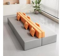 MPLFHSYOS Sofá Modular tapizado con Taburete Redondo y Mesa, Mueble de Piel, Ideal for oficinas, hospitales y Salas de Espera.(R)