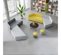 MPLFHSYOS Sofá seccional de Piel y Taburete Redondo, sofá Poligonal Creativo, Estructura de Madera Maciza, for Sala de Estar,Oficina o Negocio. No Incluye Mesa.(20)