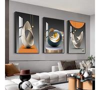 MPLONG Arte de pared, arte de pared enmarcado de estilo brillante, arte moderno abstracto, blanco, azul, amarillo, gris, arte de pared a juego artístico para sala de estar, dormitorio, oficina,