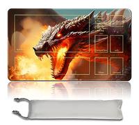 MPLR BOARD GAME Juego de mesa MTG Playmat + bolsa impermeable gratuita, bordes cosidos, superficie de goma suave, MTG PlayMat with Zones (An Original Ancient Hellkite Playmat) (con zona)