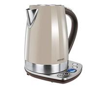 MPM MCZ-63 Hervidor de Agua Eléctrico Inalámbrico de Acero Inoxidable, 1,7 Litros, 2200W, Libre de BPA, Beige