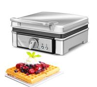 MPM MGO13 Gofrera Profesional para 2 gofres Belgas gruesos, regulador de temperatura, placas antiadherente, carcasa acero inox, 1400W