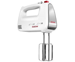 MPM MMR-19 Batidora Amasadora de Mano Especial Repostería, 5 Velocidades + Turbo, Varillas y Gancho Amasar Acero Inoxidable, 500W